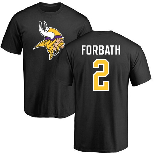 NFL Nike Minnesota Vikings #2 Kai Forbath Black Name & Number Logo T-Shirt