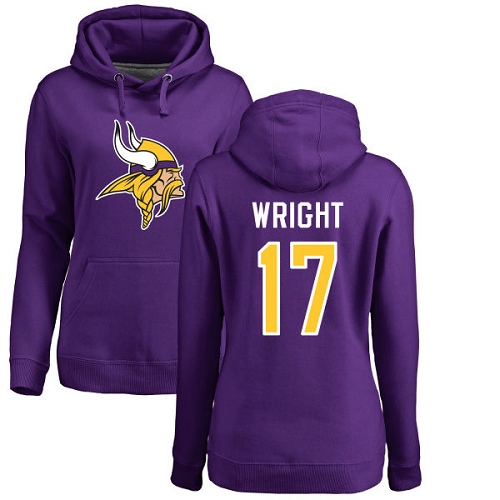 NFL Women's Nike Minnesota Vikings #17 Jarius Wright Purple Name & Number Logo Pullover Hoodie