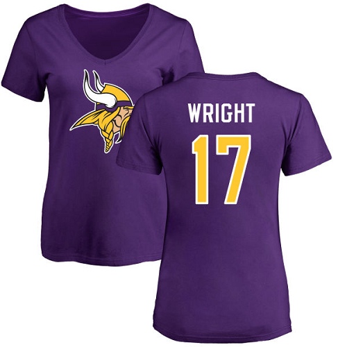 NFL Women's Nike Minnesota Vikings #17 Jarius Wright Purple Name & Number Logo Slim Fit T-Shirt