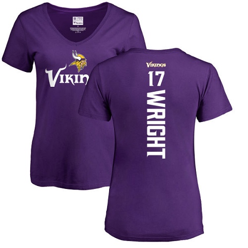 NFL Women's Nike Minnesota Vikings #17 Jarius Wright Purple Backer Slim Fit T-Shirt
