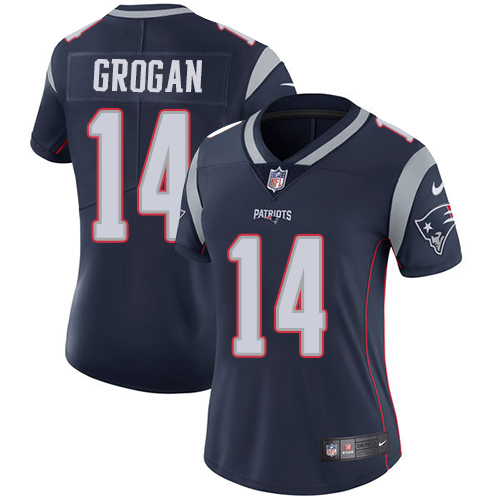 Women's Nike New England Patriots #14 Steve Grogan Navy Blue Team Color Vapor Untouchable Limited Player NFL Jersey