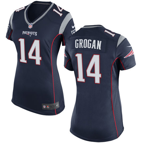 Women's Nike New England Patriots #14 Steve Grogan Game Navy Blue Team Color NFL Jersey