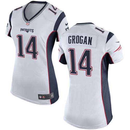 Women's Nike New England Patriots #14 Steve Grogan Game White NFL Jersey