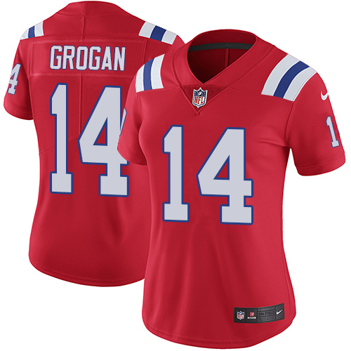 Women's Nike New England Patriots #14 Steve Grogan Red Alternate Vapor Untouchable Limited Player NFL Jersey