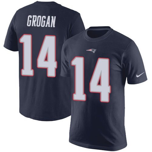 NFL Nike New England Patriots #14 Steve Grogan Navy Blue Rush Pride Name & Number T-Shirt