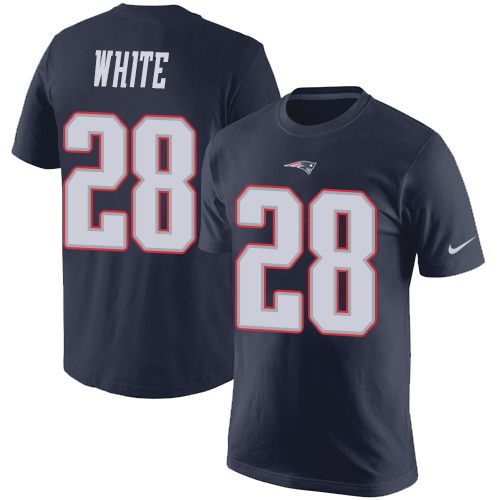NFL Nike New England Patriots #28 James White Navy Blue Rush Pride Name & Number T-Shirt