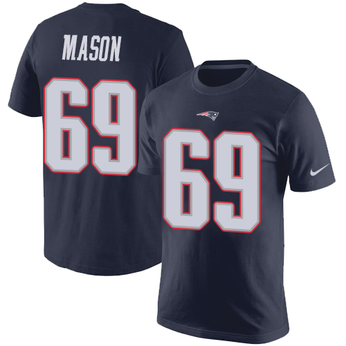 NFL Nike New England Patriots #69 Shaq Mason Navy Blue Rush Pride Name & Number T-Shirt