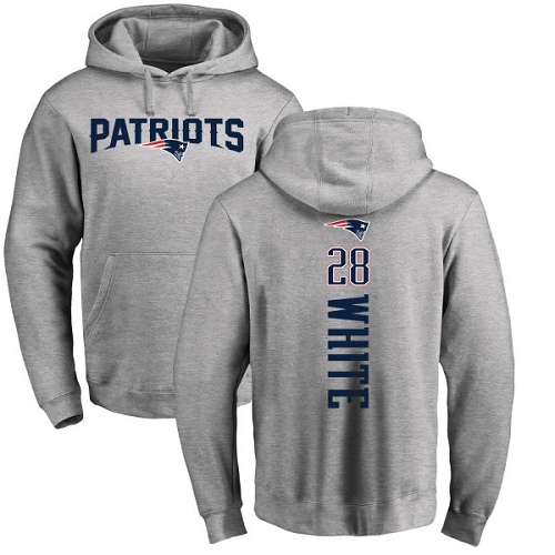 NFL Nike New England Patriots #28 James White Ash Backer Pullover Hoodie