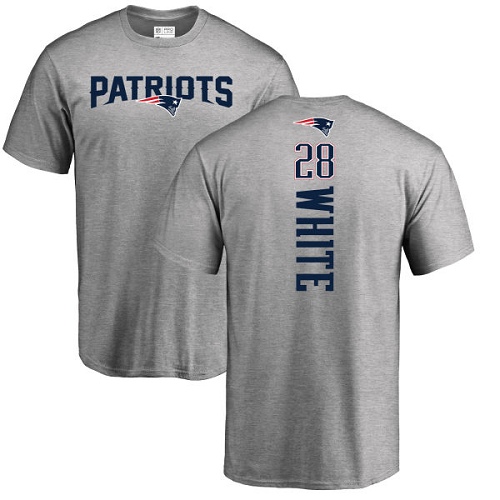 NFL Nike New England Patriots #28 James White Ash Backer T-Shirt