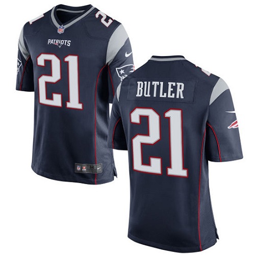 Men's Nike New England Patriots #21 Malcolm Butler Game Navy Blue Team Color NFL Jersey