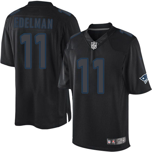 Men's Nike New England Patriots #11 Julian Edelman Limited Black Impact NFL Jersey