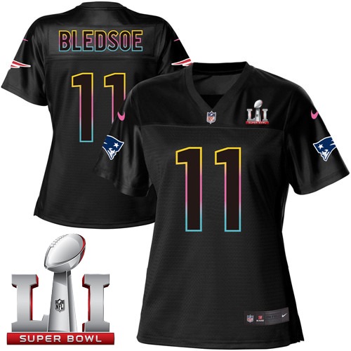 Women's Nike New England Patriots #11 Drew Bledsoe Game Black Fashion Super Bowl LI 51 NFL Jersey