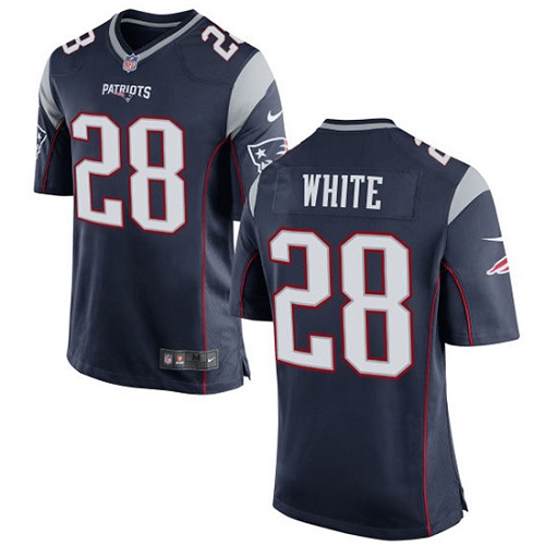 Men's Nike New England Patriots #28 James White Game Navy Blue Team Color NFL Jersey