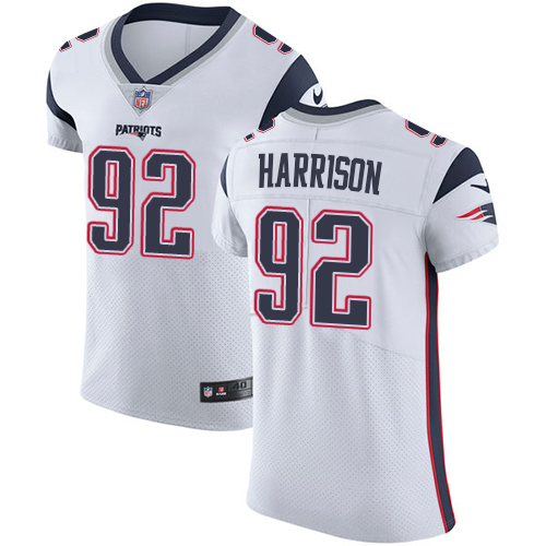 Men's Nike New England Patriots #92 James Harrison White Vapor Untouchable Elite Player NFL Jersey