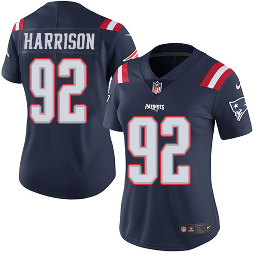 Women's Nike New England Patriots #92 James Harrison Limited Navy Blue Rush Vapor Untouchable NFL Jersey
