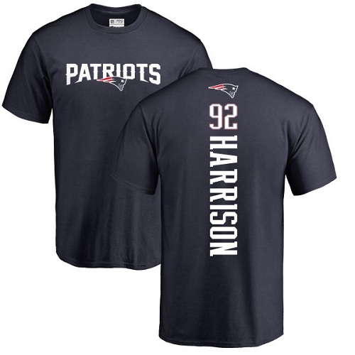 NFL Nike New England Patriots #92 James Harrison Navy Blue Backer T-Shirt