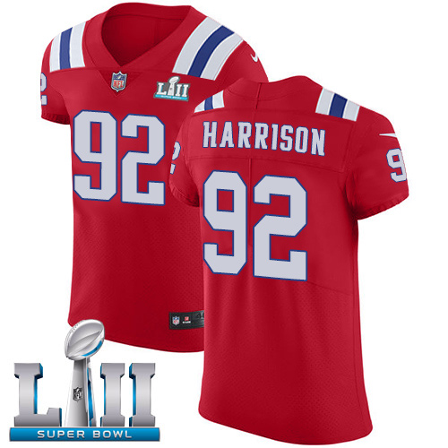 Men's Nike New England Patriots #92 James Harrison Red Alternate Vapor Untouchable Elite Player Super Bowl LII NFL Jersey