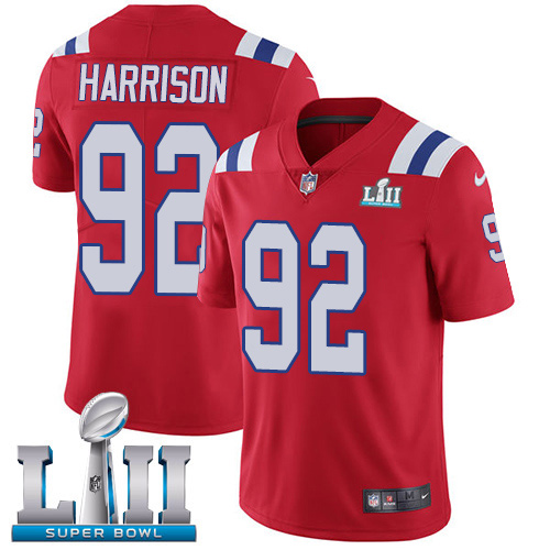 Men's Nike New England Patriots #92 James Harrison Red Alternate Vapor Untouchable Limited Player Super Bowl LII NFL Jersey
