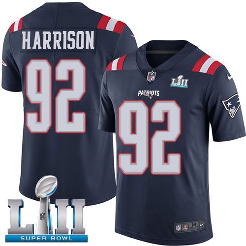 Youth Nike New England Patriots #92 James Harrison Limited Navy Blue Rush Vapor Untouchable Super Bowl LII NFL Jersey