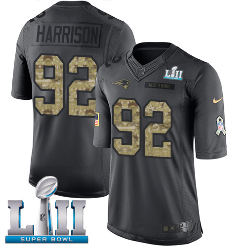 Men's Nike New England Patriots #92 James Harrison Limited Black 2016 Salute to Service Super Bowl LII NFL Jersey