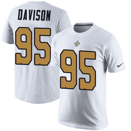NFL Nike New Orleans Saints #95 Tyeler Davison White Rush Pride Name & Number T-Shirt