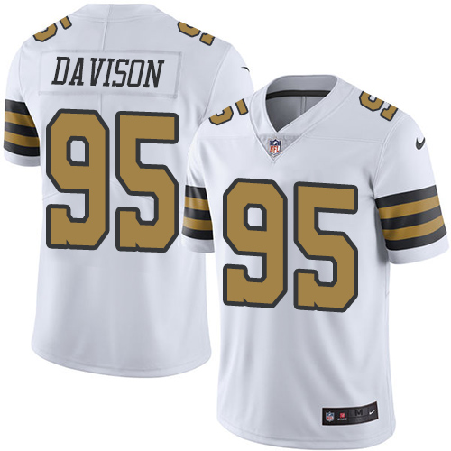 Men's Nike New Orleans Saints #95 Tyeler Davison Limited White Rush Vapor Untouchable NFL Jersey