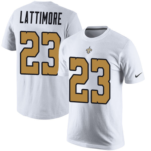 NFL Nike New Orleans Saints #23 Marshon Lattimore White Rush Pride Name & Number T-Shirt