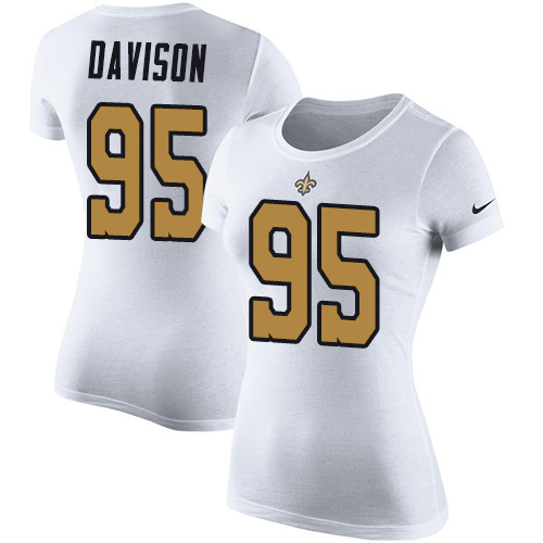 NFL Women's Nike New Orleans Saints #95 Tyeler Davison White Rush Pride Name & Number T-Shirt