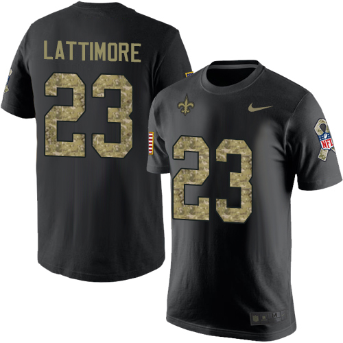 NFL Nike New Orleans Saints #23 Marshon Lattimore Black Camo Salute to Service T-Shirt