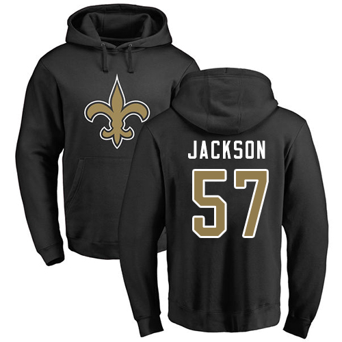 NFL Nike New Orleans Saints #57 Rickey Jackson Black Name & Number Logo Pullover Hoodie