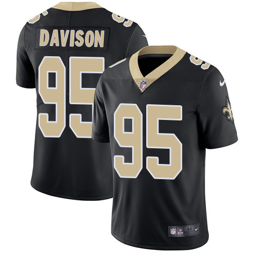 Men's Nike New Orleans Saints #95 Tyeler Davison Black Team Color Vapor Untouchable Limited Player NFL Jersey