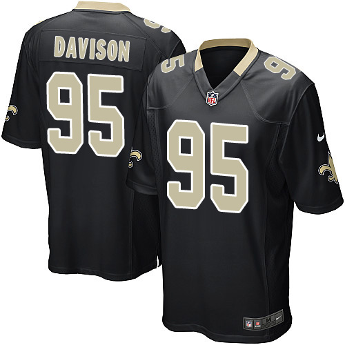 Men's Nike New Orleans Saints #95 Tyeler Davison Game Black Team Color NFL Jersey