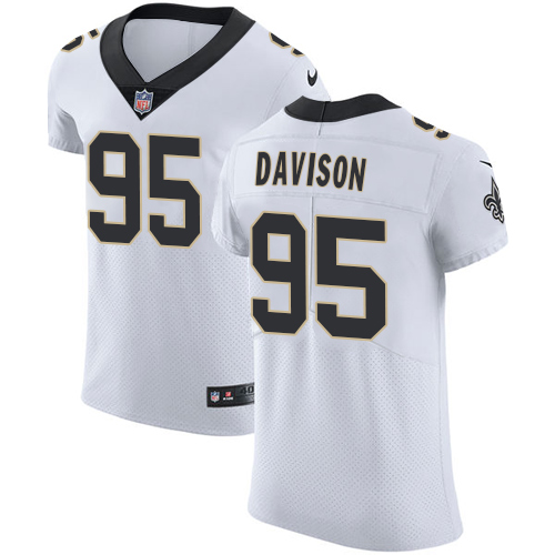 Men's Nike New Orleans Saints #95 Tyeler Davison White Vapor Untouchable Elite Player NFL Jersey