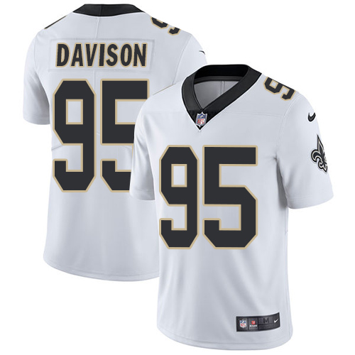 Men's Nike New Orleans Saints #95 Tyeler Davison White Vapor Untouchable Limited Player NFL Jersey
