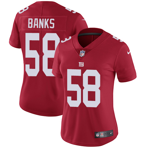 Women's Nike New York Giants #58 Carl Banks Red Alternate Vapor Untouchable Elite Player NFL Jersey