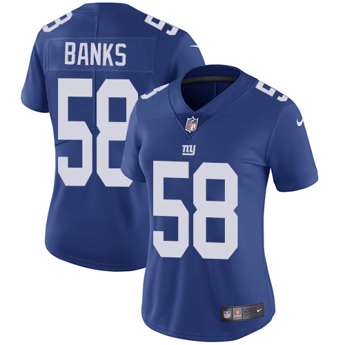 Women's Nike New York Giants #58 Carl Banks Royal Blue Team Color Vapor Untouchable Elite Player NFL Jersey