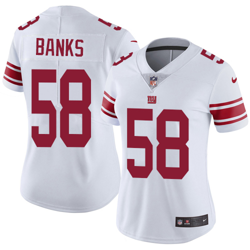 Women's Nike New York Giants #58 Carl Banks White Vapor Untouchable Elite Player NFL Jersey