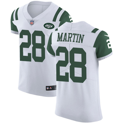 Men's Nike New York Jets #28 Curtis Martin Elite White NFL Jersey
