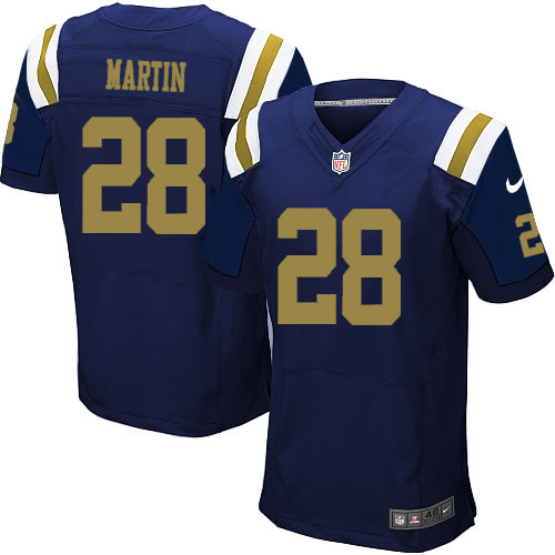 Men's Nike New York Jets #28 Curtis Martin Elite Navy Blue Alternate NFL Jersey