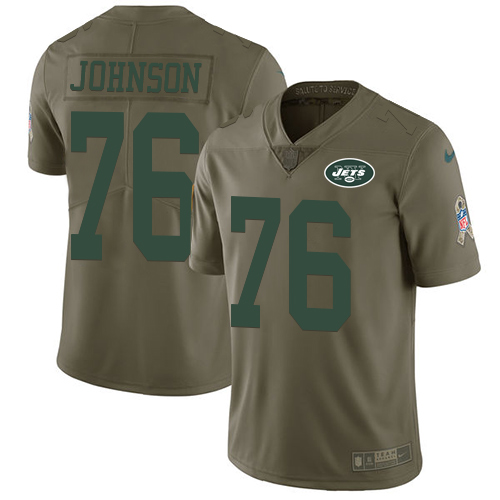 Youth Nike New York Jets #76 Wesley Johnson Limited Olive 2017 Salute to Service NFL Jersey