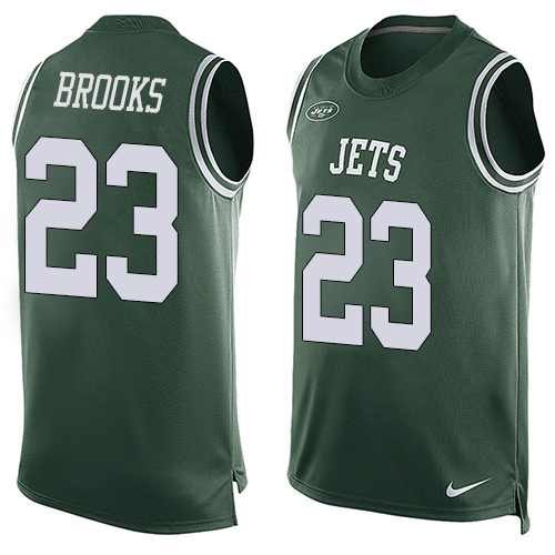 Men's Nike New York Jets #23 Terrence Brooks Limited Green Player Name & Number Tank Top NFL Jersey