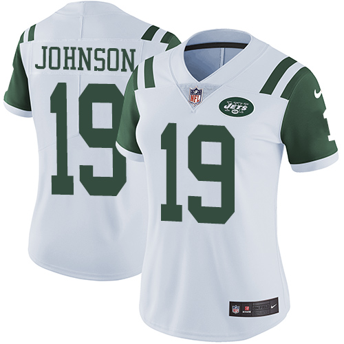 Women's Nike New York Jets #19 Keyshawn Johnson White Vapor Untouchable Elite Player NFL Jersey
