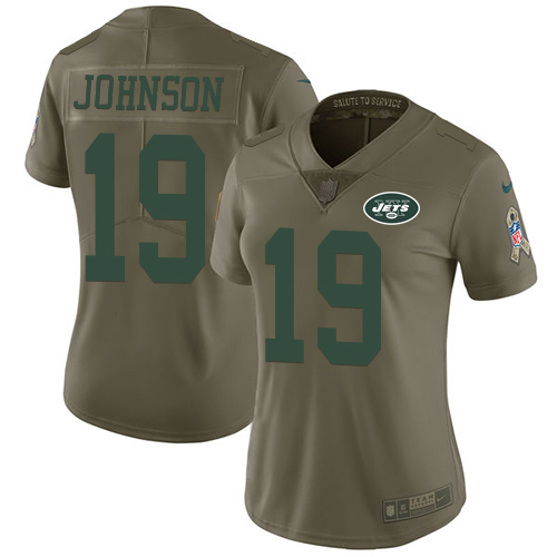 Women's Nike New York Jets #19 Keyshawn Johnson Limited Olive 2017 Salute to Service NFL Jersey