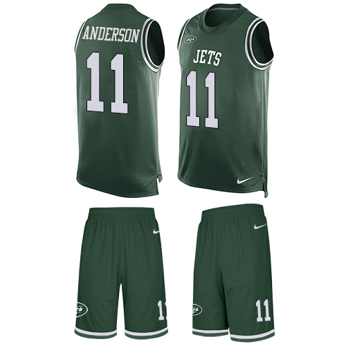 Men's Nike New York Jets #11 Robby Anderson Limited Green Tank Top Suit NFL Jersey