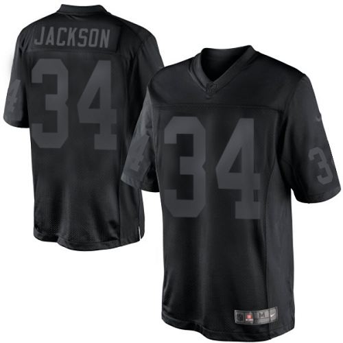Men's Nike Oakland Raiders #34 Bo Jackson Black Drenched Limited NFL Jersey