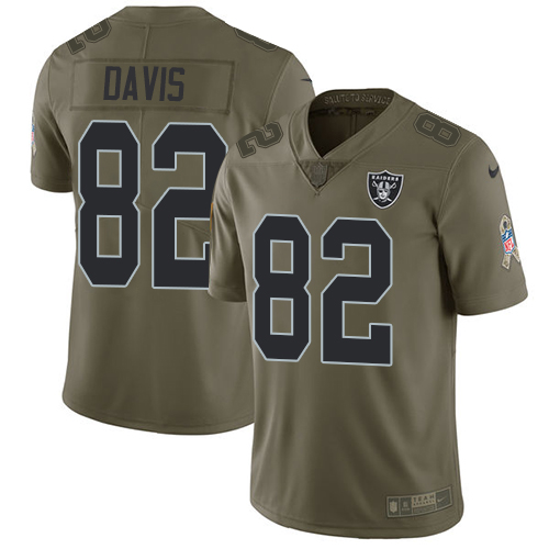Men's Nike Oakland Raiders #82 Al Davis Limited Olive 2017 Salute to Service NFL Jersey