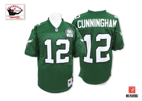 Mitchell And Ness Philadelphia Eagles #12 Randall Cunningham Green Team Color Authentic Throwback NFL Jersey