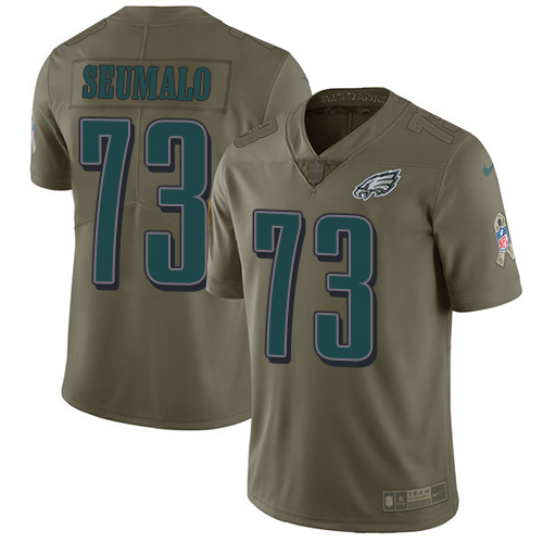Men's Nike Philadelphia Eagles #73 Isaac Seumalo Limited Olive 2017 Salute to Service NFL Jersey