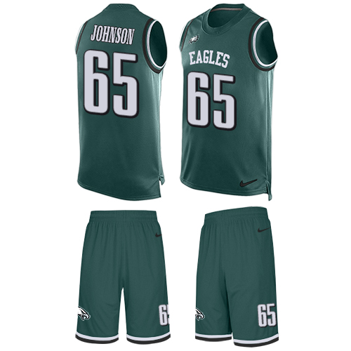 Men's Nike Philadelphia Eagles #65 Lane Johnson Limited Midnight Green Tank Top Suit NFL Jersey