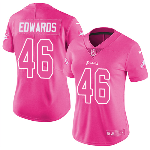 Women's Nike Philadelphia Eagles #46 Herman Edwards Limited Pink Rush Fashion NFL Jersey